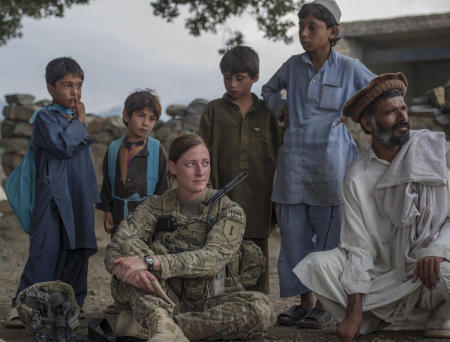 Narizah, Khost Province, Afghanistan- A US Army sergeant assigned to the 1st Infantry Division participates in a meeting with village elders and local children in eastern Afghanistan. The Afghan culture is one of tribes and personal relationships. ISAF personnel must build strong personal relationships with the leaders of the cities in which they work in order to accomplish the mission in Afghanistan.
Published by National Geographic.