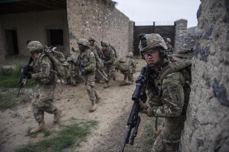 Members of the US Armys 1st Infantry Division search a building in Eastern Afghanistan.
Published by National Geographic.