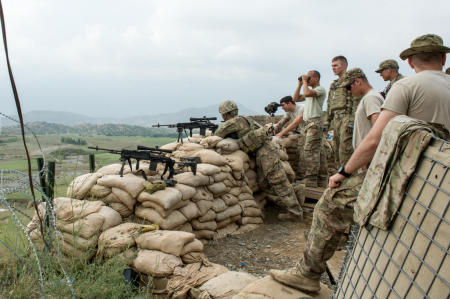 Solders from the U.S. Armys 1st Battalion, 26th Infantry Regiment scan the area around their base while testing a newly-fielded rifle system. The 26th Infantry Regiment was founded in 1901 and has served in World War I, World War II, Vietnam, and the Global War on Terror.
Published by Business Insider.