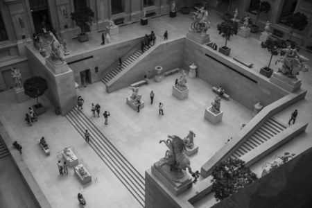 Inside the Musée du Louvre, Paris, France.