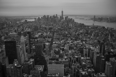 One World Trade Center photographed from the top of the Empire State Building, New York City, New York, USA