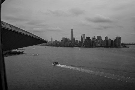 One World Trade Center photographed from the Crown of the Statue of Liberty, New York City, New York, USA