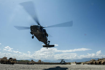 UH-60 Blackhawks from the US Armys 10th Mountain Division perform a resupply of a Combat Outpost in eastern Afghanistan. These missions often consist of moving troops from one base to another.
Published by Business Insider.