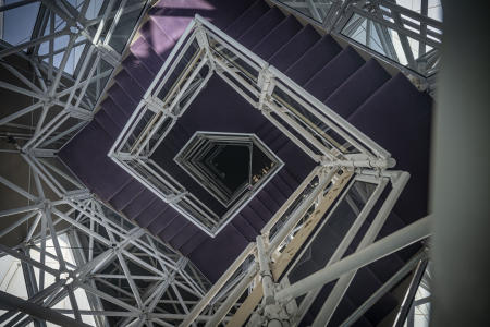 The stairs to the Library in the Human Habitat. 